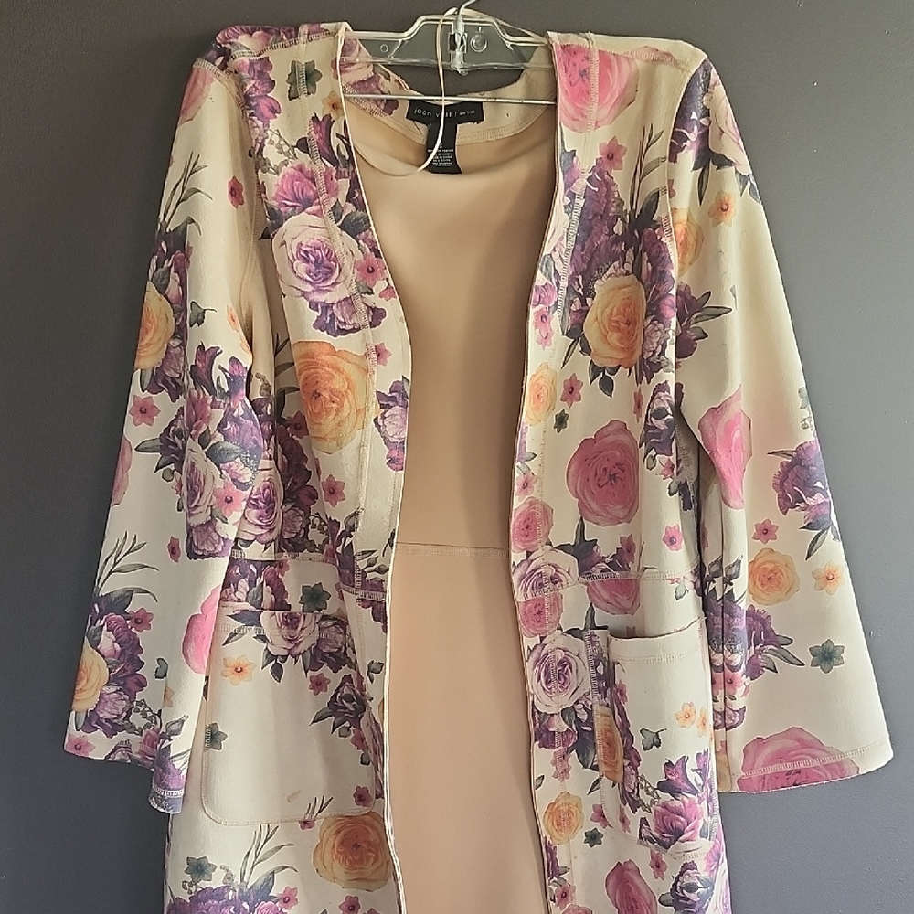 Joan Vass Floral Cream Suede Blazer